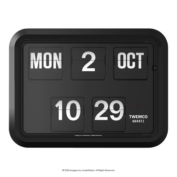 Twemco BQ-17 Digital Perpetual Calendar Flip Clock 數位萬年曆翻頁鐘 EN Version 英文版 (Black 黑色) [Wall Clock 掛牆鐘]