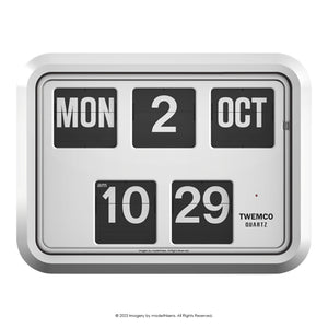 Twemco BQ-17 Digital Perpetual Calendar Flip Clock 數位萬年曆翻頁鐘 EN Version 英文版 (White 白色) (12HR 12小時制) [Wall Clock 掛牆鐘]