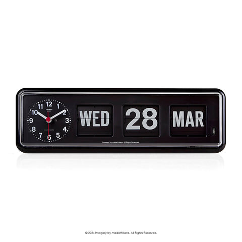 Twemco BQ-38 Digital Perpetual Calendar Flip Clock 數位萬年曆翻頁鐘 EN Version 英文版 (Black 黑色) [Table Clock 座檯鐘]