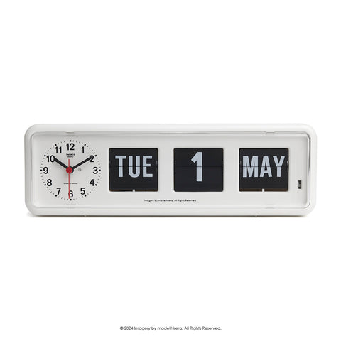 Twemco BQ-38 Digital Perpetual Calendar Flip Clock 數位萬年曆翻頁鐘 EN Version 英文版 (White 白色) [Table Clock 座檯鐘]