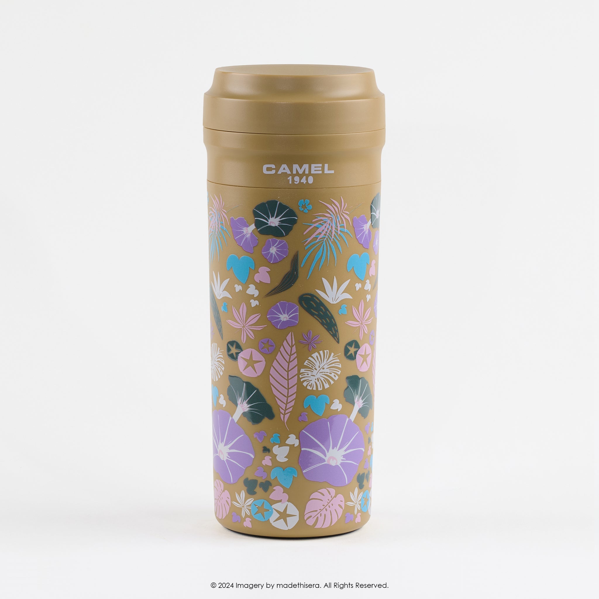 Camel 駱駝牌 CUPPA Travel Glass Vacuum Mug 便攜玻璃膽保溫杯 CUPPA35 MG 350ml (Morning Glory 牽牛花) [Double Glass Wall Vacuum Thermos Cup 雙層真空暖水壺]