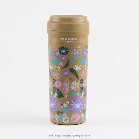 Camel 駱駝牌 CUPPA Travel Glass Vacuum Mug 便攜玻璃膽保溫杯 CUPPA35 MG 350ml (Morning Glory 牽牛花) [Double Glass Wall Vacuum Thermos Cup 雙層真空暖水壺]