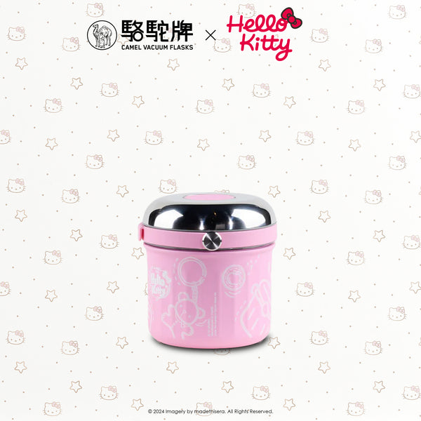 Camel 駱駝牌 TIFFIN Vacuum Flask with Glass Food Jar 真空壺及玻璃食物瓶 0.5L (Hello Kitty Pink 粉紅 Limited Ed 限量版) [Stainless Steel Thermos Flask 不銹鋼保溫壺]