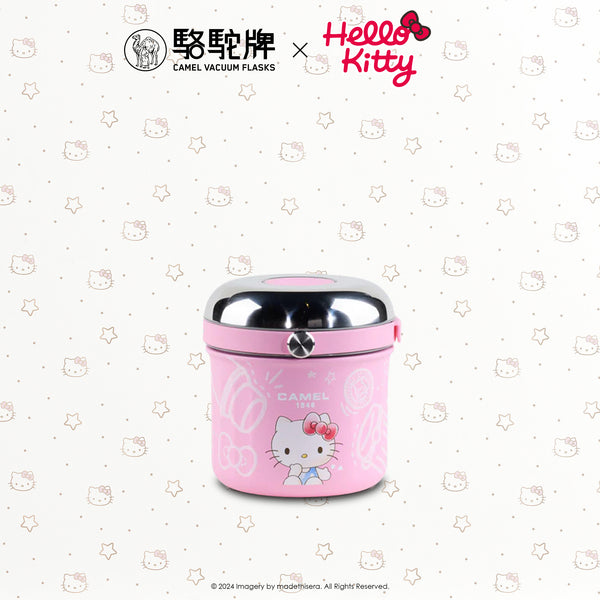 Camel 駱駝牌 TIFFIN Vacuum Flask with Glass Food Jar 真空壺及玻璃食物瓶 0.5L (Hello Kitty Pink 粉紅 Limited Ed 限量版) [Stainless Steel Thermos Flask 不銹鋼保溫壺]