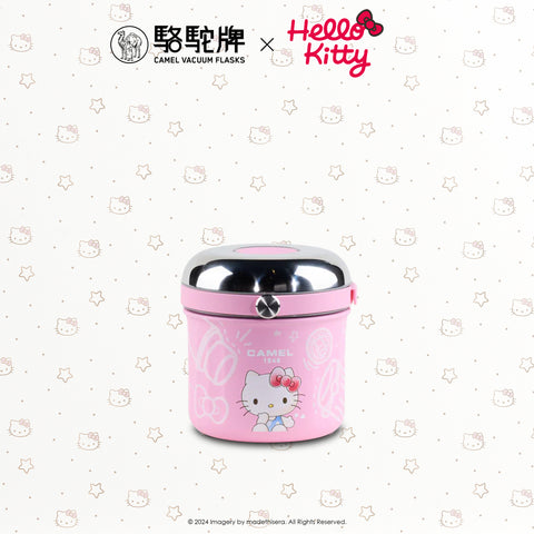 Camel 駱駝牌 TIFFIN Vacuum Flask with Glass Food Jar 真空壺及玻璃食物瓶 0.5L (Hello Kitty Pink 粉紅 Limited Ed 限量版) [Stainless Steel Thermos Flask 不銹鋼保溫壺]