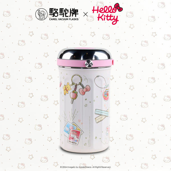 Camel 駱駝牌 TIFFIN Vacuum Flask with Glass Food Jar 真空壺及玻璃食物瓶 1L (Hello Kitty Cream 米白 Limited Ed 限量版) [Stainless Steel Thermos Flask 不銹鋼保溫壺]