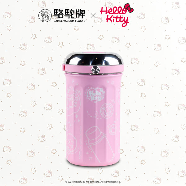 Camel 駱駝牌 TIFFIN Vacuum Flask with Glass Food Jar 真空壺及玻璃食物瓶 1L (Hello Kitty Pink 粉紅 Limited Ed 限量版) [Stainless Steel Thermos Flask 不銹鋼保溫壺]