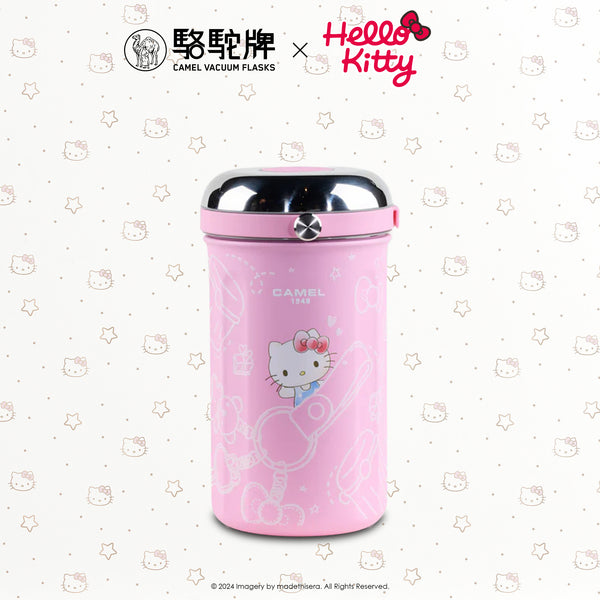 Camel 駱駝牌 TIFFIN Vacuum Flask with Glass Food Jar 真空壺及玻璃食物瓶 1L (Hello Kitty Pink 粉紅 Limited Ed 限量版) [Stainless Steel Thermos Flask 不銹鋼保溫壺]