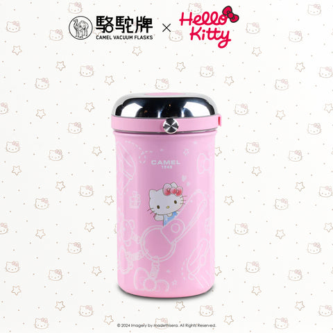 Camel 駱駝牌 TIFFIN Vacuum Flask with Glass Food Jar 真空壺及玻璃食物瓶 1L (Hello Kitty Pink 粉紅 Limited Ed 限量版) [Stainless Steel Thermos Flask 不銹鋼保溫壺]