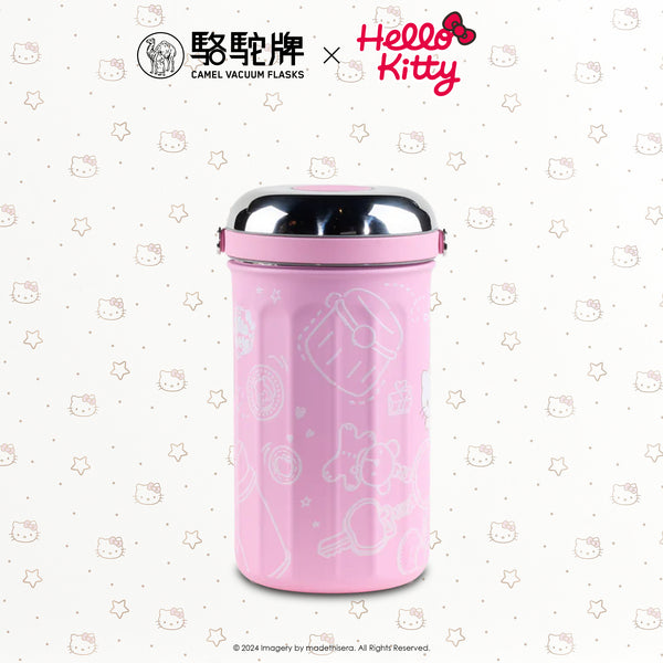 Camel 駱駝牌 TIFFIN Vacuum Flask with Glass Food Jar 真空壺及玻璃食物瓶 1L (Hello Kitty Pink 粉紅 Limited Ed 限量版) [Stainless Steel Thermos Flask 不銹鋼保溫壺]