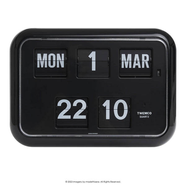 Twemco QD-35 Digital Perpetual Calendar Flip Clock 數位萬年曆翻頁鐘 EN Version 英文版 (Black 黑色) [Table Clock/Wall Clock 座檯鐘/掛牆鐘]