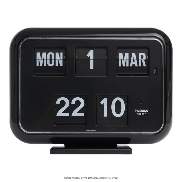 Twemco QD-35 Digital Perpetual Calendar Flip Clock 數位萬年曆翻頁鐘 EN Version 英文版 (Black 黑色) [Table Clock/Wall Clock 座檯鐘/掛牆鐘]