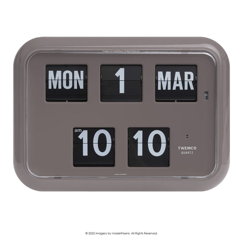 Twemco QD-35 Digital Perpetual Calendar Flip Clock 數位萬年曆翻頁鐘 EN Version 英文版 (Grey 灰色) [Table Clock/Wall Clock 座檯鐘/掛牆鐘]