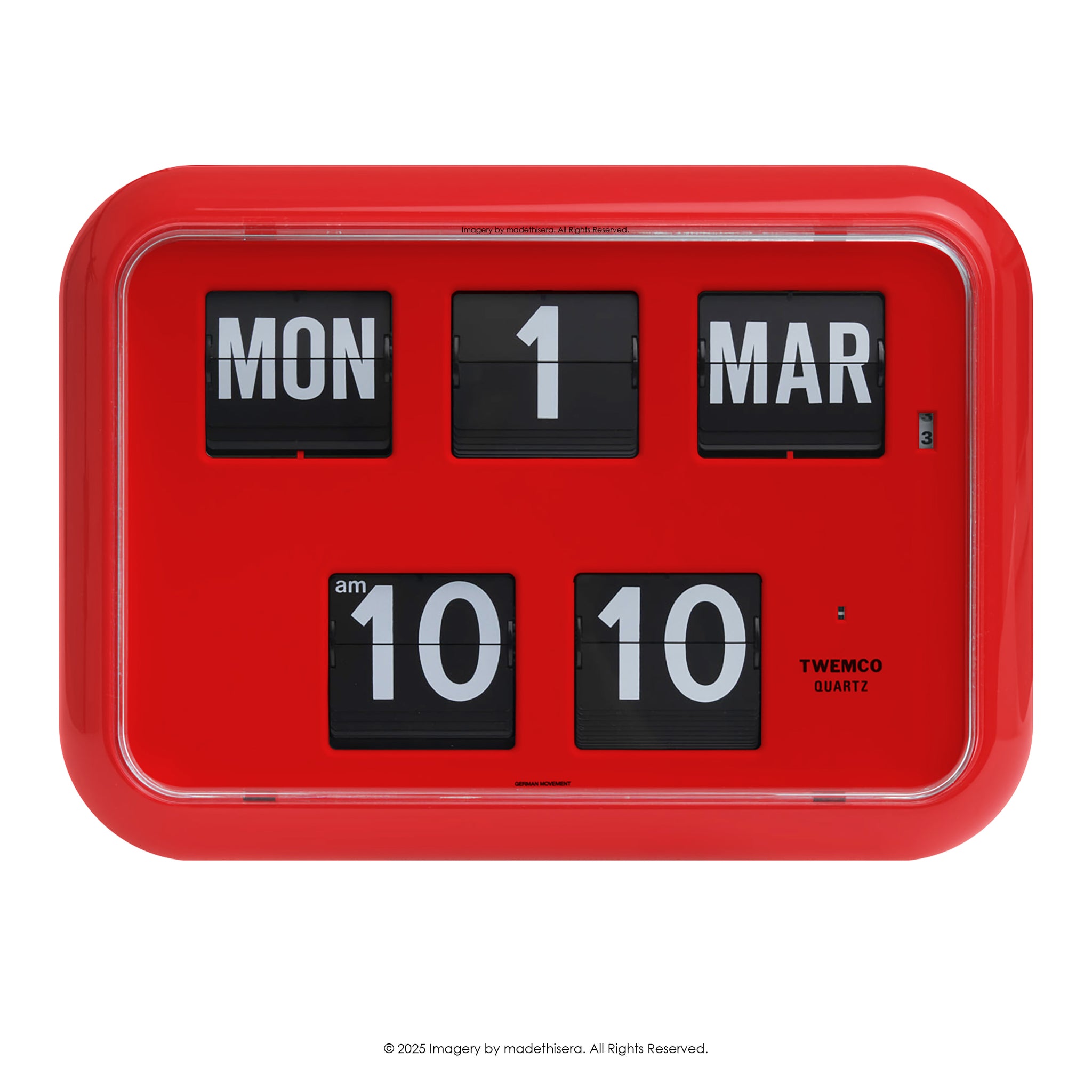 Twemco QD-35 Digital Perpetual Calendar Flip Clock 數位萬年曆翻頁鐘 EN Version 英文版 (Red 紅色) [Table Clock/Wall Clock 座檯鐘/掛牆鐘]