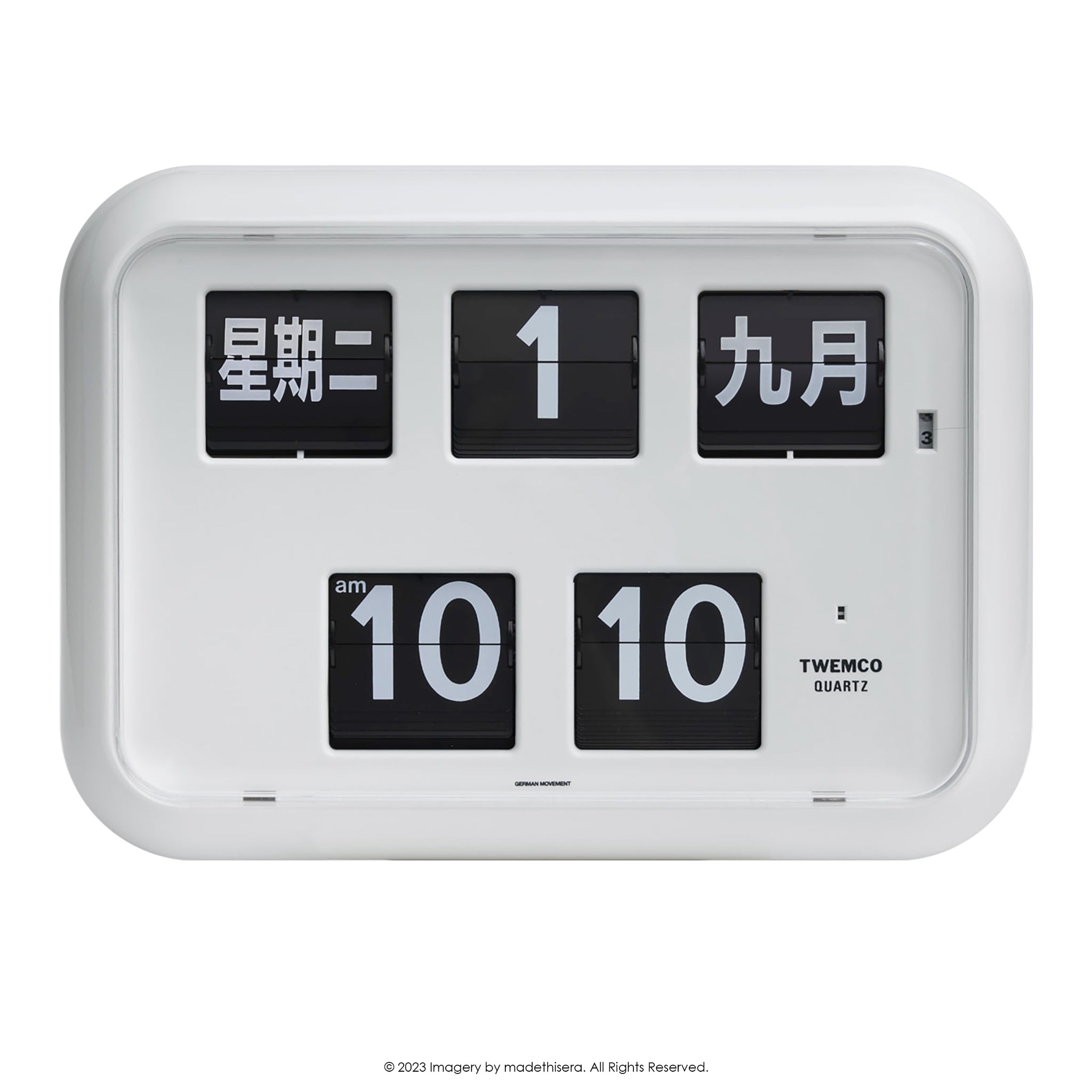 Twemco QD-35 Digital Perpetual Calendar Flip Clock 數位萬年曆翻頁鐘 CN Version 中文版 (White 白色) [Table Clock/Wall Clock 座檯鐘/掛牆鐘]