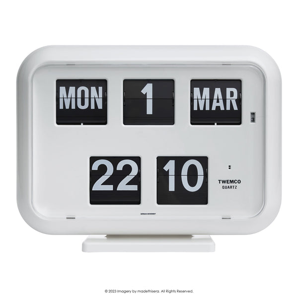 Twemco QD-35 Digital Perpetual Calendar Flip Clock 數位萬年曆翻頁鐘 EN Version 英文版 (White 白色) [Table Clock/Wall Clock 座檯鐘/掛牆鐘]