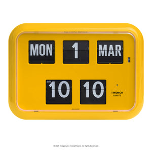 Twemco QD-35 Digital Perpetual Calendar Flip Clock 數位萬年曆翻頁鐘 EN Version 英文版 (Yellow 黃色) [Table Clock/Wall Clock 座檯鐘/掛牆鐘]