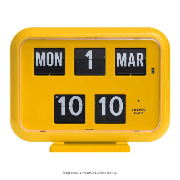 Twemco QD-35 Digital Perpetual Calendar Flip Clock 數位萬年曆翻頁鐘 EN Version 英文版 (Yellow 黃色) [Table Clock/Wall Clock 座檯鐘/掛牆鐘]