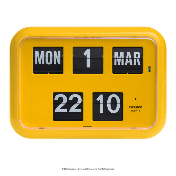 Twemco QD-35 Digital Perpetual Calendar Flip Clock 數位萬年曆翻頁鐘 EN Version 英文版 (Yellow 黃色) [Table Clock/Wall Clock 座檯鐘/掛牆鐘]