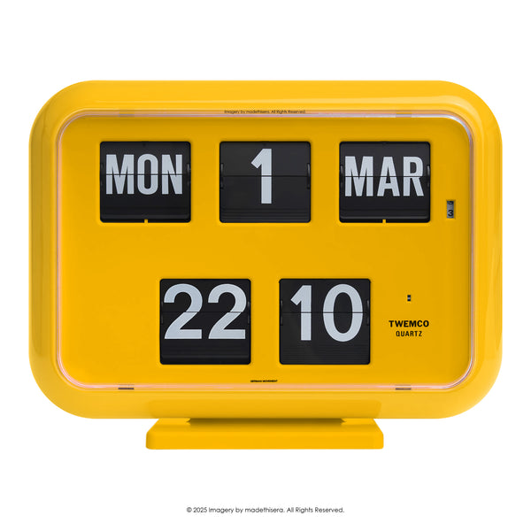 Twemco QD-35 Digital Perpetual Calendar Flip Clock 數位萬年曆翻頁鐘 EN Version 英文版 (Yellow 黃色) [Table Clock/Wall Clock 座檯鐘/掛牆鐘]