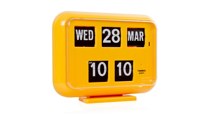 Twemco QD-35 Digital Perpetual Calendar Flip Clock 數位萬年曆翻頁鐘 EN Version 英文版 (Yellow 黃色) [Table Clock/Wall Clock 座檯鐘/掛牆鐘]