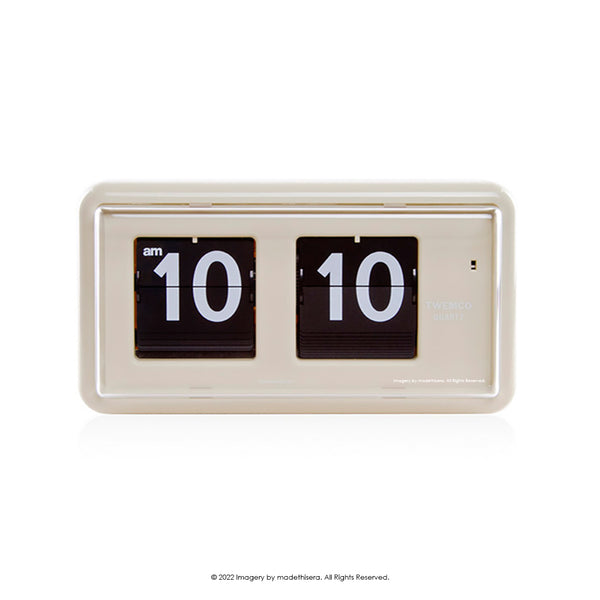 Twemco QT-30 Digital Flip Clock 數位翻頁鐘 (Beige 米色) (12HR 12小時制) [Table Clock/Wall Clock 座檯鐘/掛牆鐘]