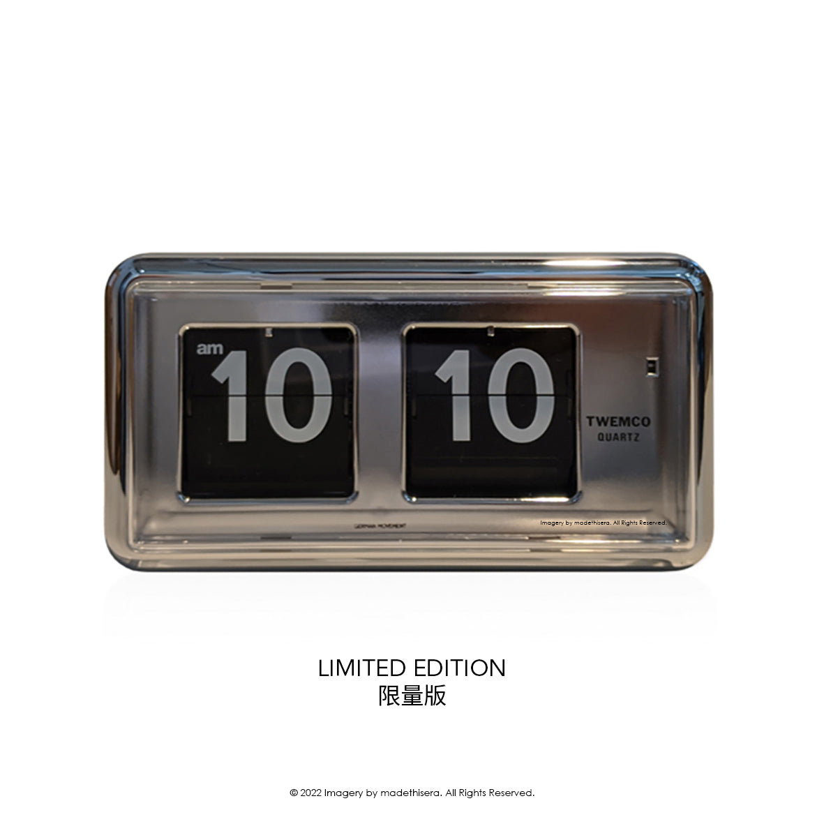 Twemco QT-30 Digital Flip Clock 數位翻頁鐘 (Chrome 鍍鉻銀色) (12HR 12小時制) [Table Clock/Wall Clock 座檯鐘/掛牆鐘]