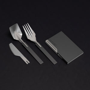 Uphold Cutlery Compact 隨行餐具 袖珍版 (Gunmetal 槍鐵) [Folding Travel Cutlery/Collapsible Pocket Utensils 折疊旅行便攜餐具]