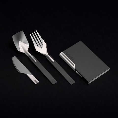 Uphold Cutlery Compact 隨行餐具 袖珍版 (Gunmetal 槍鐵) [Folding Travel Cutlery/Collapsible Pocket Utensils 折疊旅行便攜餐具]